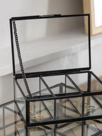 Handgefertigtes Schmuckkästchen Ola mit 3 Fächern, Rahmen: Metall, beschichtet, Schwarz, B 18 x H 6 cm