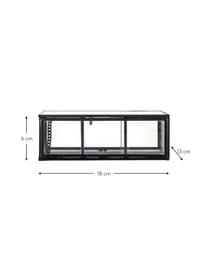 Handgemaakte sieradendoos Ola met 3 vakken, Frame: gecoat metaal, Zwart, B 18 x H 6 cm