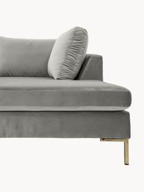 Samt-Ecksofa Luna, Bezug: Samt (100 % Polyester), O, Gestell: Massives Buchenholz, Schi, Füße: Metall, galvanisiert Das , Samt Grau, B 280 x T 184 cm, Eckteil links