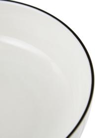 Kleine Porzellan Suppenteller Facile, 2 Stück, Hochwertiges Hartporzellan (ca. 50 % Kaolin, 25 % Quarz und 25 % Feldspat), Off White mit schwarzem Rand, Ø 18 x H 6 cm