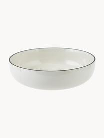Kleine Porzellan Suppenteller Facile, 2 Stück, Hochwertiges Hartporzellan (ca. 50 % Kaolin, 25 % Quarz und 25 % Feldspat), Off White mit schwarzem Rand, Ø 18 x H 6 cm