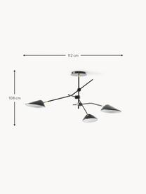 Plafondlamp Silvan, Decoratie: vermessingd metaal, Zwart, B 112 x D 108 cm