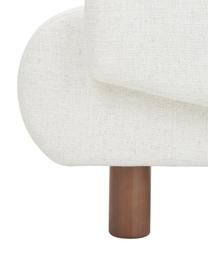 Fauteuil lounge blanc crème pieds en bois Coco, Tissu bouclé blanc crème, larg. 92 x prof. 79 cm