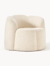 Sillón en tejido bouclé Fleur, Tapizado: tejido bouclé (100% polié, Estructura: madera de eucalipto maciz, Blanco crema, An 105 x F 95 cm