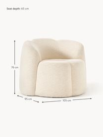 Sillón en tejido bouclé Fleur, Tapizado: tejido bouclé (100% polié, Estructura: madera de eucalipto maciz, Blanco crema, An 105 x F 95 cm