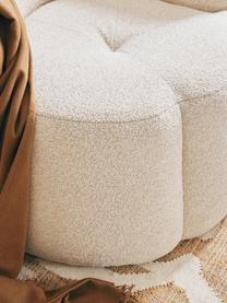 Fotel wypoczynkowy Bouclé Fleur, Tapicerka: Bouclé (100% poliester) D, Stelaż: lite drewno eukaliptusowe, Kremowobiały, S 105 x G 95 cm