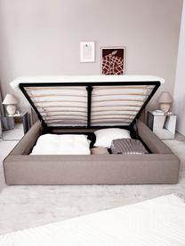 Gestoffeerd bed Lennon met opbergfunctie, Bekleding: 100% polyester Met 115.00, Frame: massief grenenhout, multi, Poten: hout, kunststof Dit produ, Geweven stof taupe, B 248 x L 243 cm (ligvlak 180 x 200 cm)