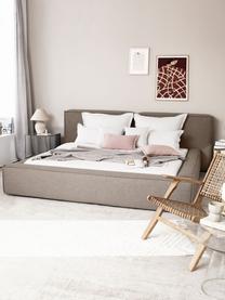 Gestoffeerd bed Lennon met opbergfunctie, Bekleding: 100% polyester Met 115.00, Frame: massief grenenhout, multi, Poten: hout, kunststof Dit produ, Geweven stof taupe, B 248 x L 243 cm (ligvlak 180 x 200 cm)