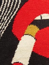 Cojín artesanal de lana Lips Smolder, Parte delantera: 100% lana, Parte trasera: terciopelo (100% algodón), Negro, rojo, An 45 x L 45 cm