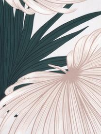 Housse de couette en satin de coton Aloha, Endroit : beige, vert Envers : beige, larg. 240 x long. 220 cm