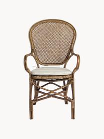 Stolička s opierkami z ratanu Edelina, Bavlna biela, ratan, Š 55 x H 62 cm