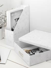 Aufbewahrungsbox Oskar, Box: fester, laminierter Karto, Weiss, marmoriert, B 26 x H 9 cm