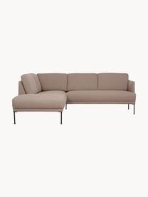 Sofá rinconera Fluente, Tapizado: 100% poliéster Alta resis, Estructura: madera de pino maciza, Patas: metal con pintura en polv, Tejido gris pardo, An 221 x F 200 cm, chaise longue izquierda