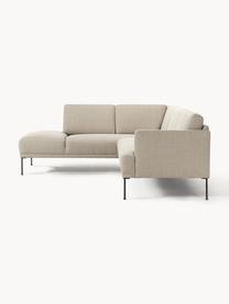 Sofa narożna Fluente, Tapicerka: 100% poliester Dzięki tka, Stelaż: lite drewno sosnowe, Nogi: metal malowany proszkowo , Beżowa tkanina, S 221 x G 200 cm, prawostronna