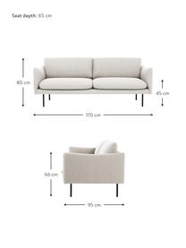 Sofa Moby (2-osobowa), Tapicerka: poliester Dzięki tkaninie, Tapicerka: pianka na zawieszeniu spr, Stelaż: lite drewno sosnowe z cer, Nogi: metal malowany proszkowo, Tkanina w odcieniu złamanej bieli, S 170 x G 95 cm