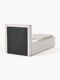 Cama individual Dream, con espacio de almacenamiento, Tapizado: poliéster (borreguillo) A, Estructura: madera de pino maciza con, Tejido greige, An 90 x L 200 cm