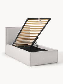 Cama individual Dream, con espacio de almacenamiento, Tapizado: poliéster (borreguillo) A, Estructura: madera de pino maciza con, Tejido greige, An 90 x L 200 cm