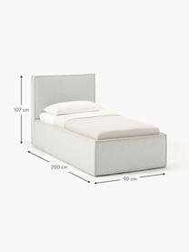 Letto singolo con contenitore Dream, Rivestimento: poliestere (tessuto testu, Tessuto greige, Larg. 90 x Lung. 200 cm