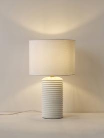 Grote tafellamp Darona met keramische voet, Lampenkap: linnen, Lampvoet: kunsthars, Wit, Ø 30 x H 51 cm
