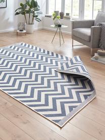 Dubbelzijdig in- & outdoor vloerkleed Palma, met zigzag patroon, Blauw, crèmekleurig, B 200 x L 290 cm (maat L)