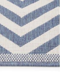 Dubbelzijdig in- & outdoor vloerkleed Palma, met zigzag patroon, Blauw, crèmekleurig, B 200 x L 290 cm (maat L)