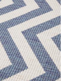 Dubbelzijdig in- & outdoor vloerkleed Palma, met zigzag patroon, Blauw, crèmekleurig, B 200 x L 290 cm (maat L)