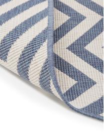 Dubbelzijdig in- & outdoor vloerkleed Palma, met zigzag patroon, Blauw, crèmekleurig, B 200 x L 290 cm (maat L)