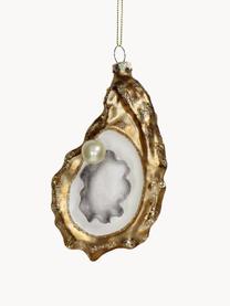 Ciondolo albero di Natale Oysters, Vetro, Dorato, bianco, Larg. 8 x Alt. 14 cm