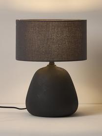 Keramik-Tischlampe Eileen, Lampenschirm: Leinen (100 % Polyester), Anthrazit, matt, Ø 26 x H 35 cm