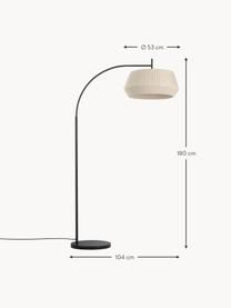 Lampada grande ad arco in tessuto plissettato Dicte, Paralume: tessuto, Beige, nero, Alt. 180 ml