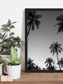 Ingelijste digitale print Palm Trees Silhouette At The Sunset, Afbeelding: digitale print op papier,, Lijst: gelakt hout, Zwart, wit, B 43 cm x H 53 cm