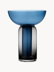 Vase en verre soufflé bouche Torus, haut. 33 cm, Verre, Bleu, gris foncé, transparent, Ø 25 x haut. 33 cm