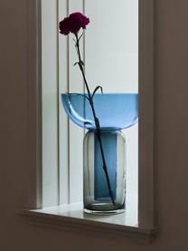 Vase en verre soufflé bouche Torus, haut. 33 cm, Verre, Bleu, gris foncé, transparent, Ø 25 x haut. 33 cm