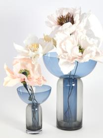 Vase en verre soufflé bouche Torus, haut. 33 cm, Verre, Bleu, gris foncé, transparent, Ø 25 x haut. 33 cm