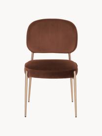 Fluwelen gestoffeerde stoel Viggo, Bekleding: fluweel (polyester) Met 5, Fluweel bruin, B 51 x D 54 cm