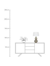 Grote tafellamp Lofty met antieke afwerking, Lampvoet: gecoat metaal, Lampenkap: polyester, Wit, Ø 33 x H 58 cm