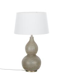 Grosse Tischlampe Lofty mit Antik-Finish, Lampenschirm: Polyester, Weiss, Ø 33 x H 58 cm