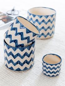 Petit pot de fleurs Zigzag, Céramique, Bleu, beige clair, Ø 13 x haut. 11 cm