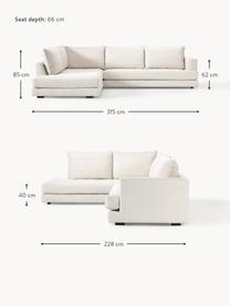 Sofa narożna Tribeca, Tapicerka: 100% poliester Dzięki tka, Stelaż: lite drewno sosnowe, Nogi: lite drewno bukowe, lakie, Kremowobiała tkanina, S 274 x G 192 cm, prawostronna