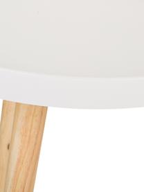 Mesa auxiliar Frida, Tablero: plástico, Patas: madera de roble, Blanco, beige, Ø 40 x Al 44 cm