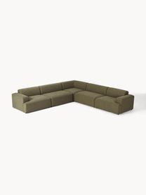 Canapé d'angle XL Melva, Tissu vert olive, larg. 339 x prof. 339 cm