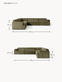 Canapé d'angle XL Melva, Tissu vert olive, larg. 339 x prof. 339 cm