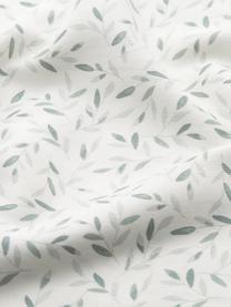Ropa de cama de algodón ecológico satinado Green Leaves, 100% algodón ecológico satinado con certificado GOTS, Blanco, verde, Cama 80 cm (135 x 200 cm), 2 pzas.