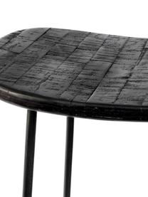 Barhocker Tangle in Schwarz, Sitzfläche: Recyceltes Teakholz, lack, Beine: Metall, pulverbeschichtet, Teakholz, schwarz lackiert, B 40 x H 80 cm