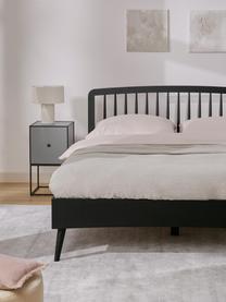 Cama de madera Signe, Madera de roble pintado negro, An 140 x L 200 cm