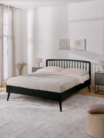 Cama de madera Signe, Madera de roble pintado negro, An 140 x L 200 cm