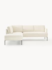 Ecksofa Fluente, Bezug: 100 % Polyester Der strap, Gestell: Massives Kiefernholz, Bir, Füße: Metall, pulverbeschichtet, Webstoff Off White, B 221 x T 200 cm, Eckteil links