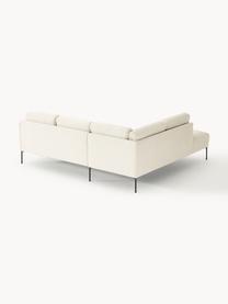 Ecksofa Fluente, Bezug: 100 % Polyester Der strap, Gestell: Massives Kiefernholz, Bir, Füße: Metall, pulverbeschichtet, Webstoff Off White, B 221 x T 200 cm, Eckteil links