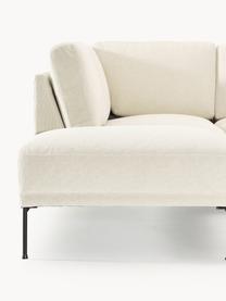 Ecksofa Fluente, Bezug: 100 % Polyester Der strap, Gestell: Massives Kiefernholz, Bir, Füße: Metall, pulverbeschichtet, Webstoff Off White, B 221 x T 200 cm, Eckteil links