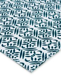 Waterafstotende tafelloper Fishbone, dubbelzijdig, Polyester, Wit, blauw, 33 x 178 cm